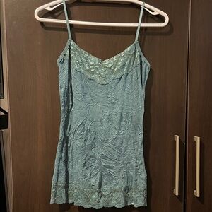 Green Lace Trim Cami Dress